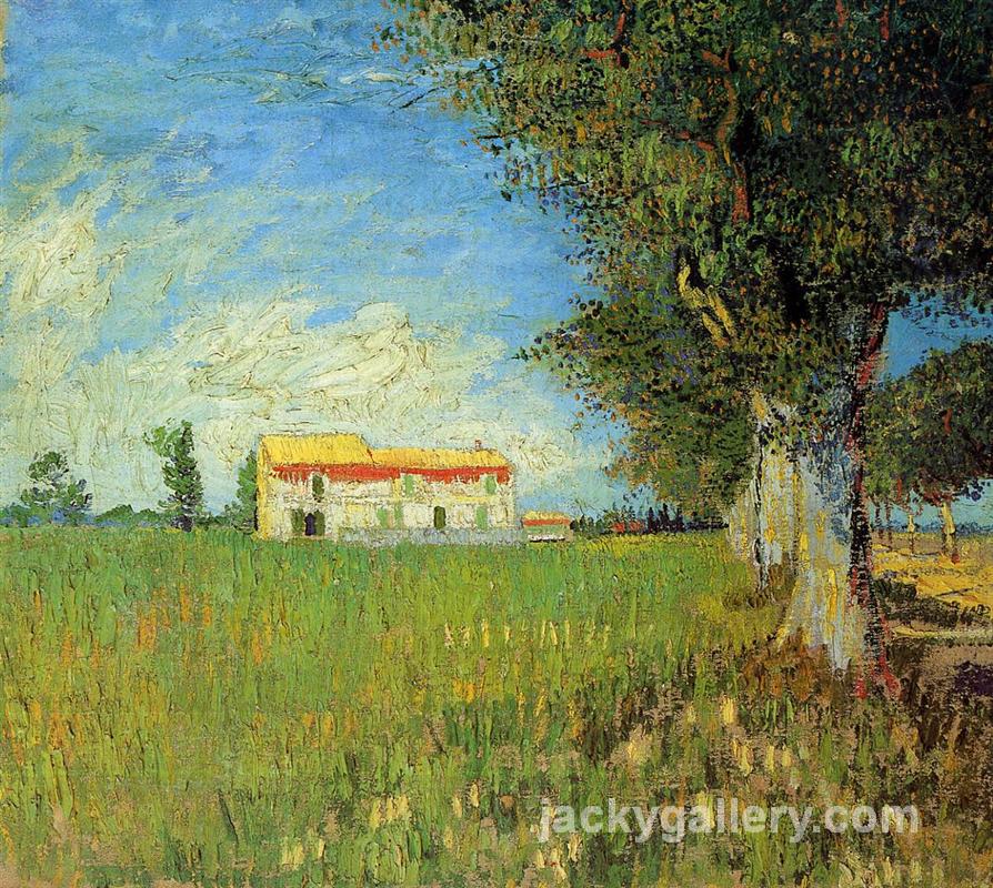 Farmhouse in a Wheat Field, Van Gogh painting